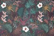 Papier peint feuillage tropical multicolore Hoani