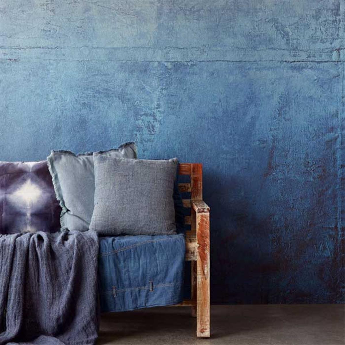 Papier peint aspect béton bleu industriel Lino 212x280