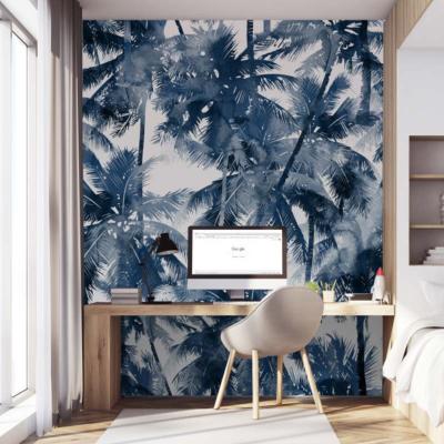 Papier peint palmiers bleus panoramique Jungle Blue