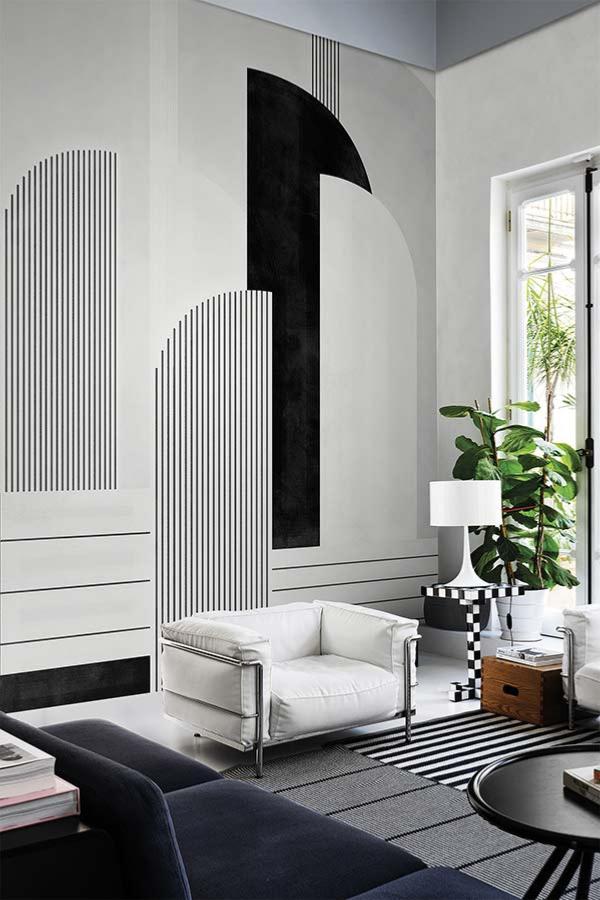 Rouleau adhésif décoratif Géométrique noir et blanc, noir et blanc