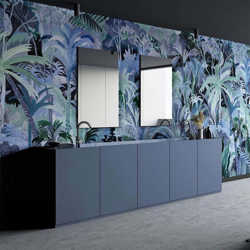 Papier peint spécial salle de bain feuillage tropical Tucano