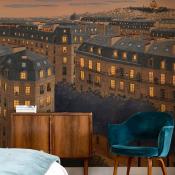 Papier peint panoramique Les Toits de Paris La Nuit