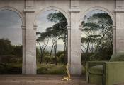 Papier peint trompe l'oeil paysage italien Paesaggio