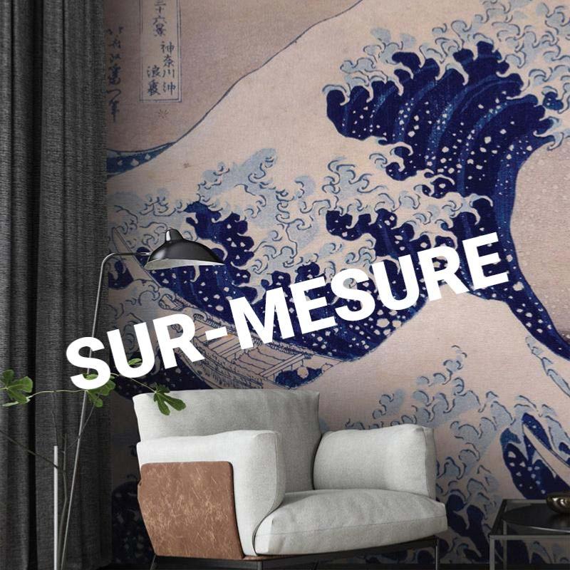 Papier peint œuvre d'art Sous la vague Hokusai Katsushika SUR-MESURE
