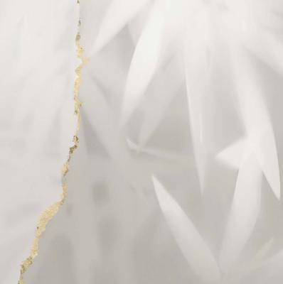 Papier peint feuillage panoramique blanc et doré White Bamboo