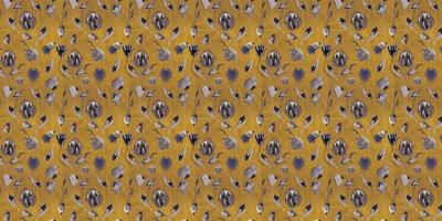 Papier peint panoramique feuillage sur fond jaune Botanique Ocre