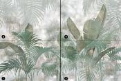 Papier peint panoramique feuillage vert Paillettes Tropicales 368x248