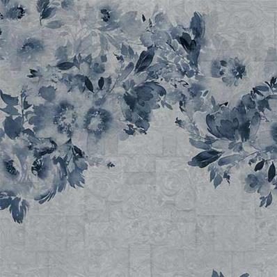 Papier peint aquarelle fleurs bleues Infinito