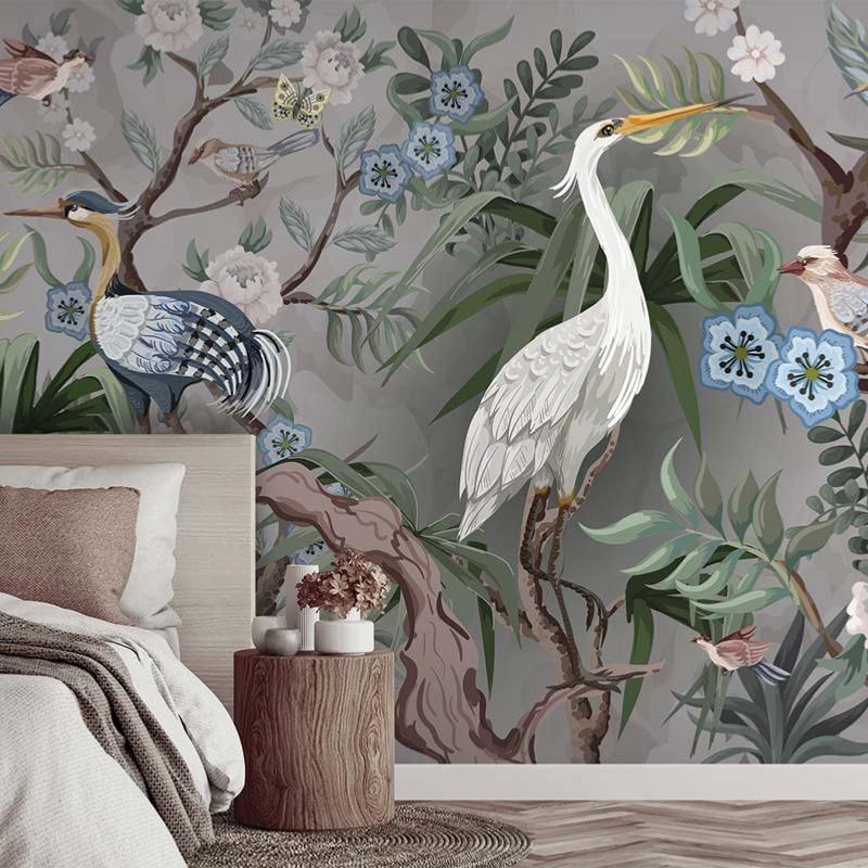 Papier peint oiseaux panoramique Ardea Grey