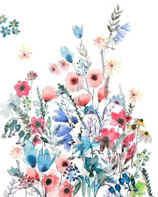 Papier peint floral pastel sur fond blanc Aquitaine 200x250