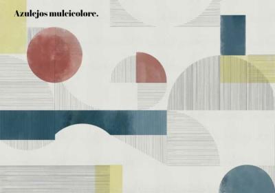 Papier peint geometrique panoramique Azulejos - Plusieurs coloris