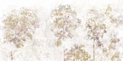Papier peint arbres panoramique ocre et beige rosé Ermione