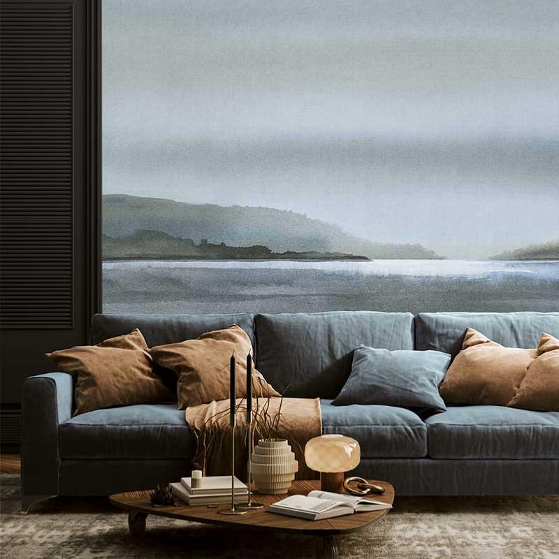 Papier peint panoramique paysage Riflesso Bretagne Bleu