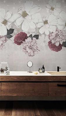 Papier peint salle de bain fleuri Blush
