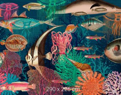 Papier peint poissons multicolores panoramique Le Monde SUR-MESURE