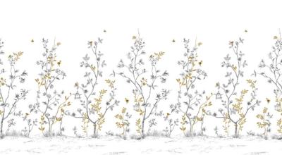 Papier peint panoramique oiseaux et arbustes Mesanges