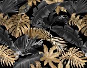 Papier peint feuillage noir et or panoramique Guyana Gold 384x300  