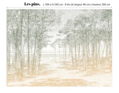 Papier peint forêt illustrée panoramique Les Pins 384x280