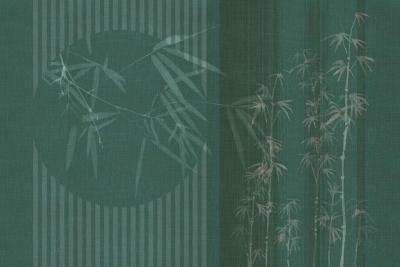 Papier peint motif bambous fond vert panoramique Emily