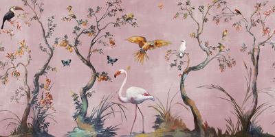 Papier peint panoramique oiseaux Ibis Rose