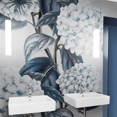 Papier peint fleurs salle de bain Ortensia