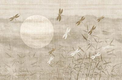 Papier peint japandi bambous panoramique beige Yuki