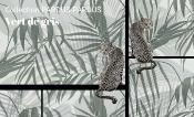Papier peint feuillage jungle et léopards Pardus-Pardus