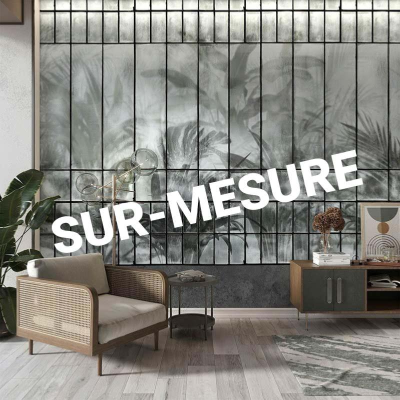 Papier peint verrière atelier en trompe l'oeil Serra Tropical SUR-MESURE